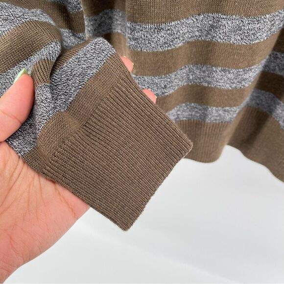 Blair Underwood Men’s Large Modern Fit Orange Brown Striped V-Neck Sweater - Picture 5 of 12